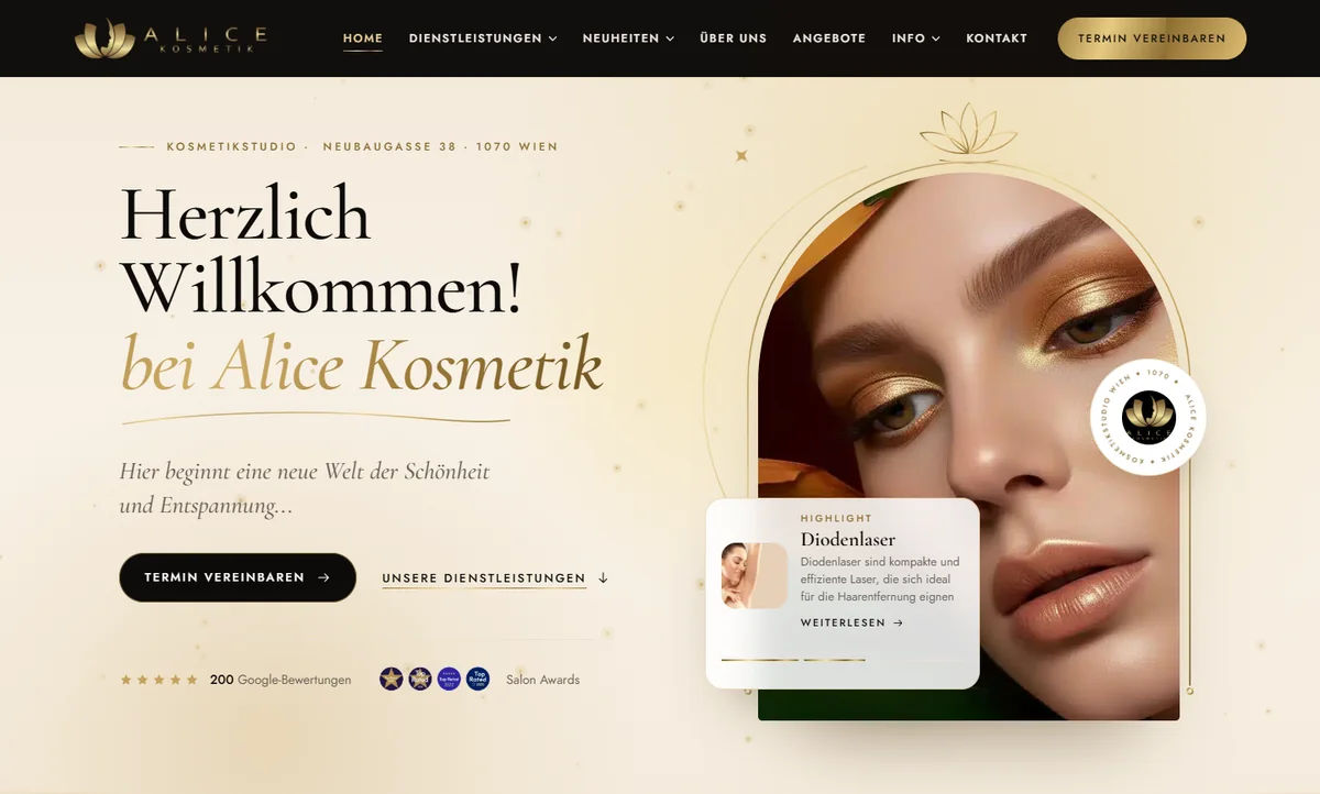 Website von Alice Kosmetik