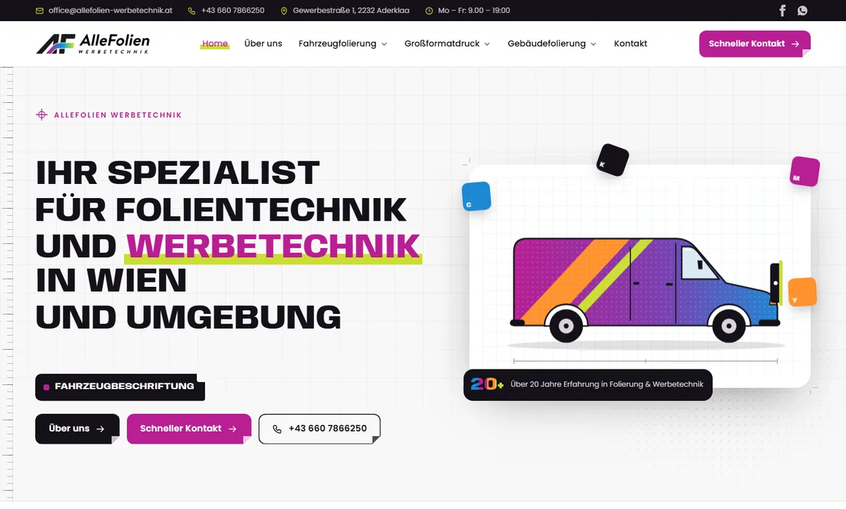 Website von Allefolien Werbetechnik