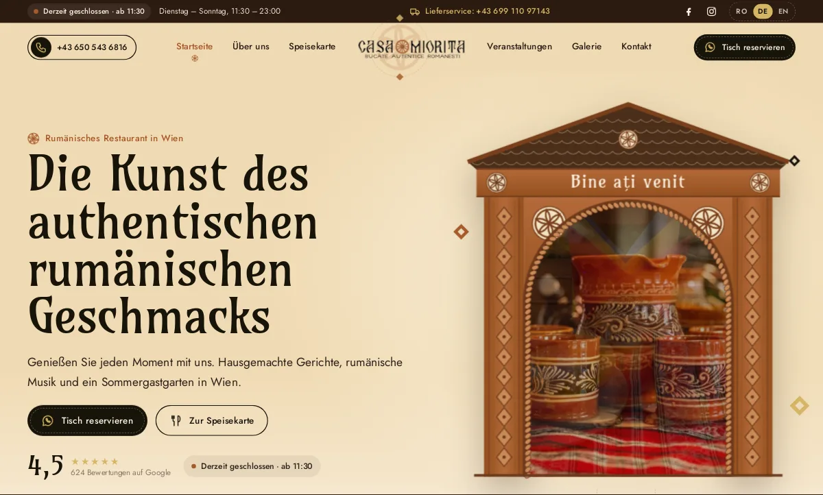 Website von Casa Miorita