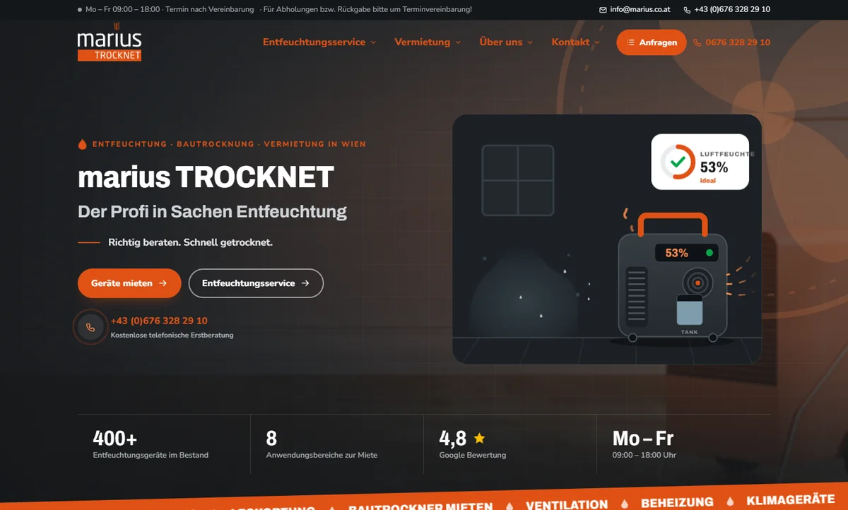 Website von Marius Trocknet