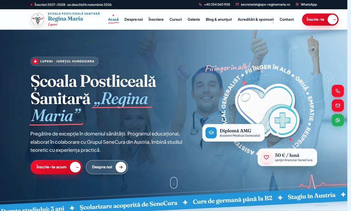 Website von Școala Regina Maria