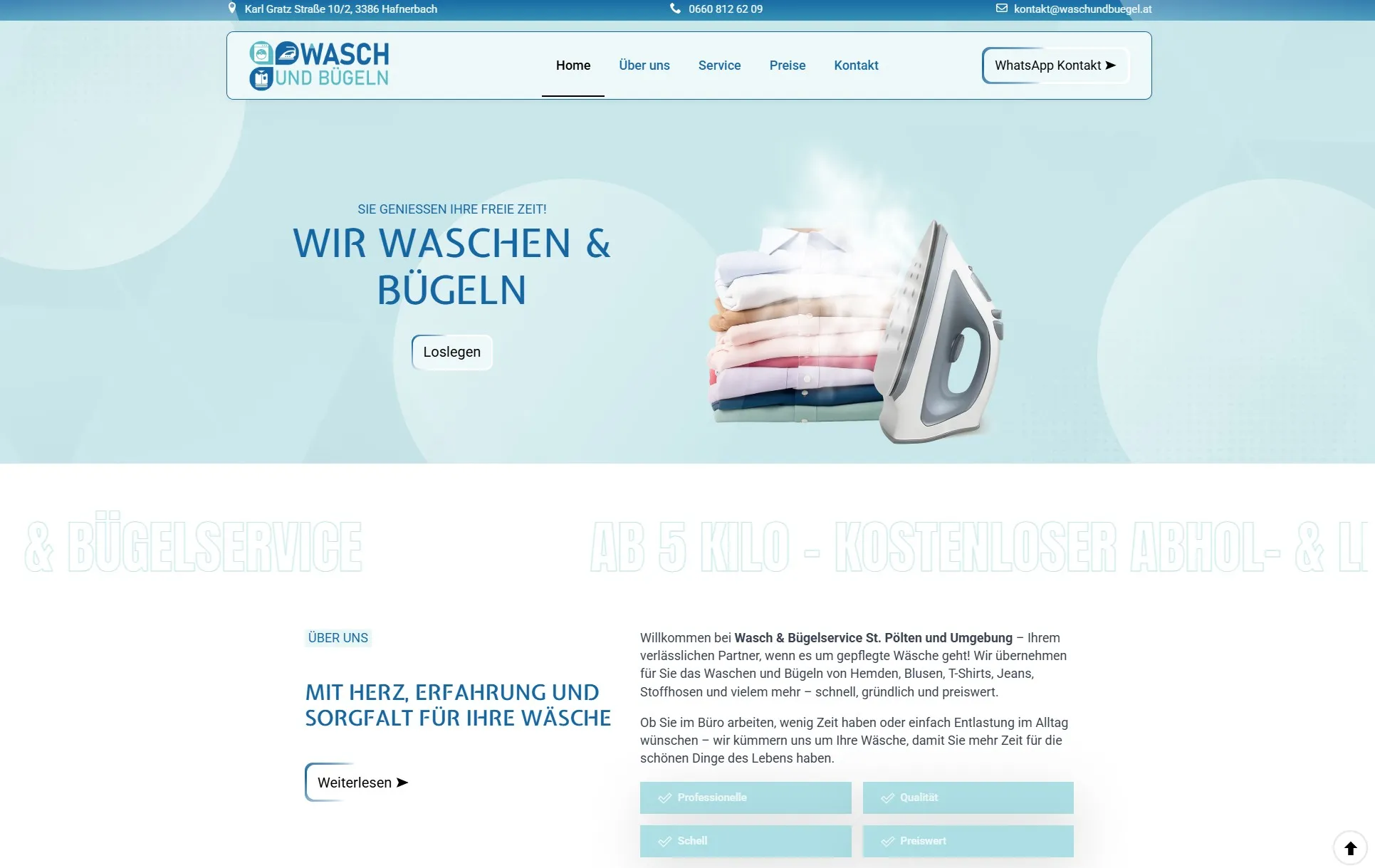 Website von Wasch und Bügel